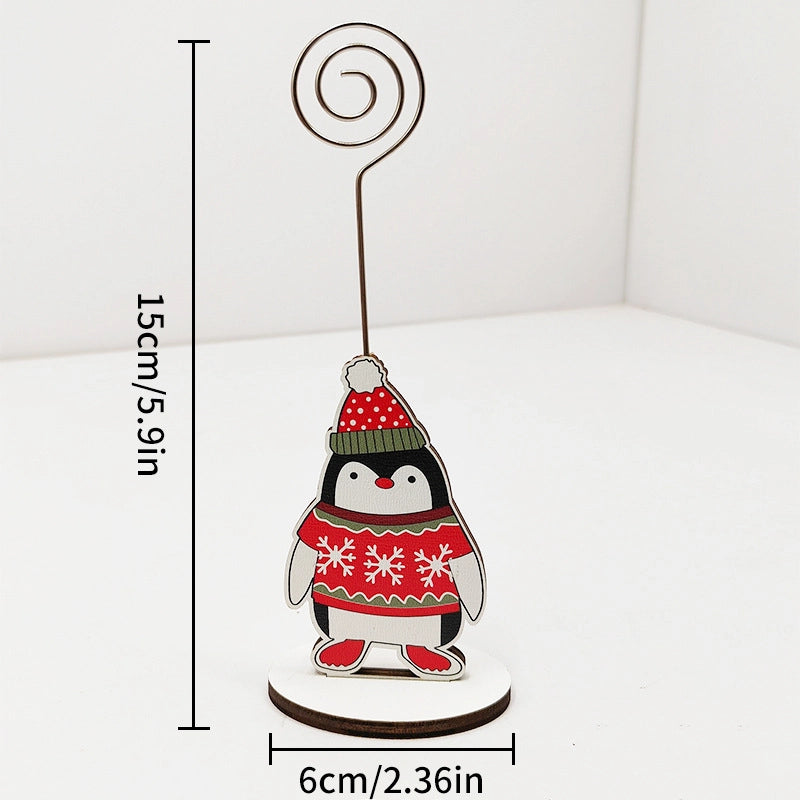 Christmas Cute Penguin Santa Claus Snowman Wood Holiday Office Home Ornaments Decorations Table Decoration