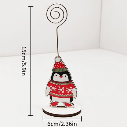 Christmas Cute Penguin Santa Claus Snowman Wood Holiday Office Home Ornaments Decorations Table Decoration