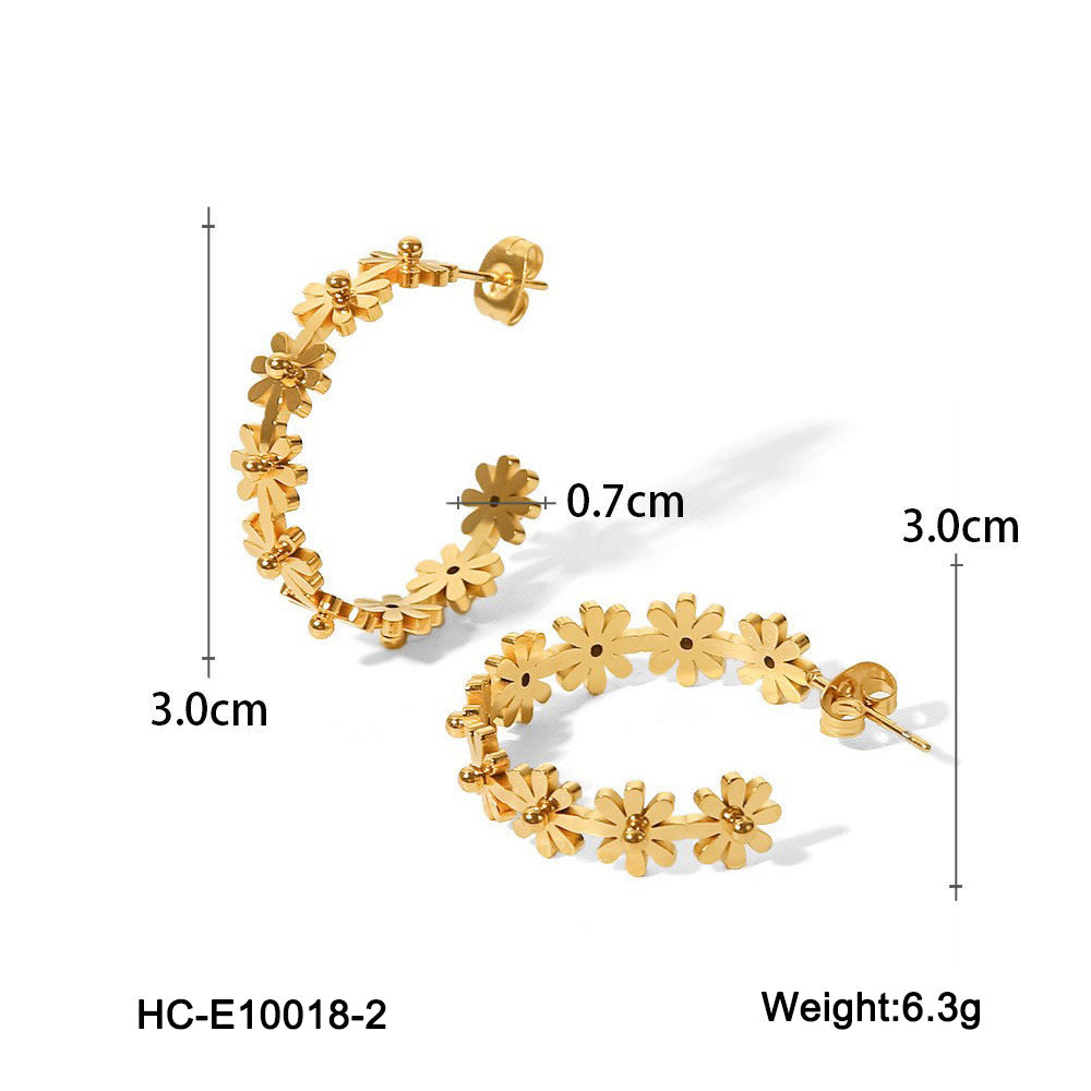 IG Style Flower Geometric Stainless Steel Electroplating Earrings