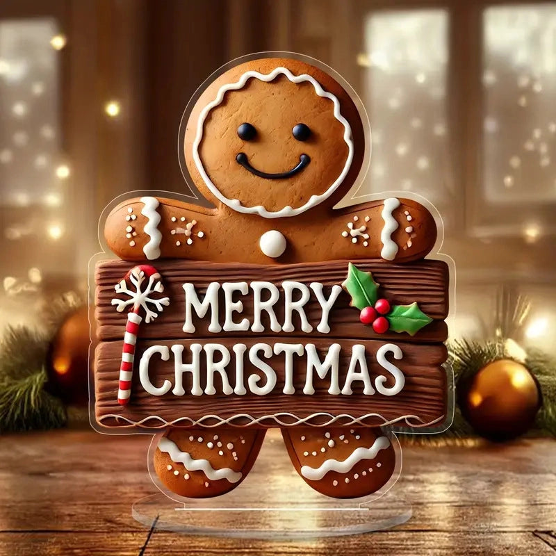 Christmas Minimalist Classic Style Christmas House Santa Claus Snowman Arylic Party Hanging Ornaments Decorations Table Decoration