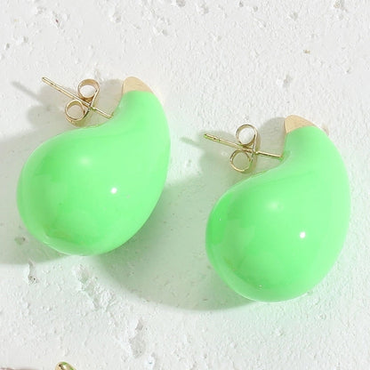 1 Pair Minimalist Water Droplets Epoxy Plating Brass 14k Gold Plated Ear Studs