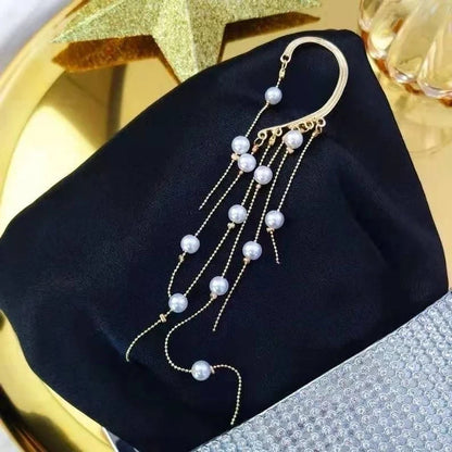 2 Pieces Elegant Star Tassel Heart Shape Inlay Alloy Artificial Pearls Rhinestones Glass Earrings