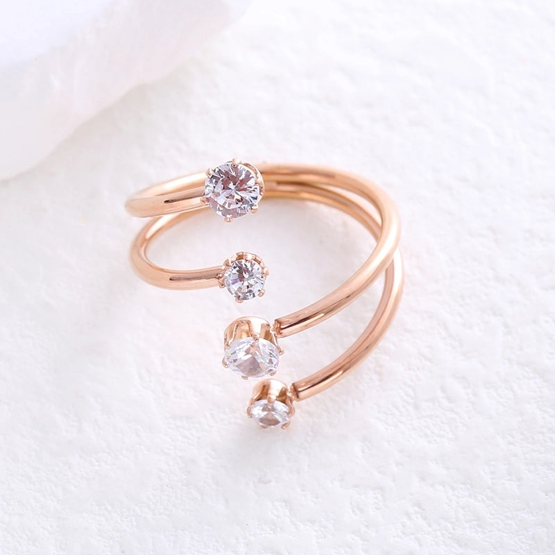 20 Pieces 304 Stainless Steel 18K Gold Plated Rose Gold Plated Minimalist Plating Inlay Artificial Rhinestones Open Ring