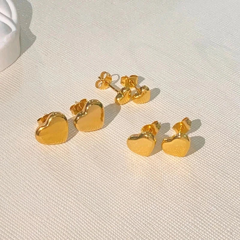 1 Pair Minimalist Heart Shape Titanium Steel Earrings