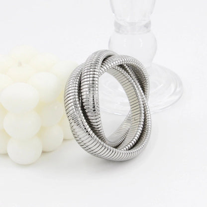 Hip-Hop Solid Color 304 Stainless Steel 18K Gold Plated Bangle In Bulk