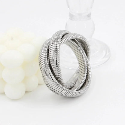 Hip-Hop Solid Color 304 Stainless Steel 18K Gold Plated Bangle In Bulk