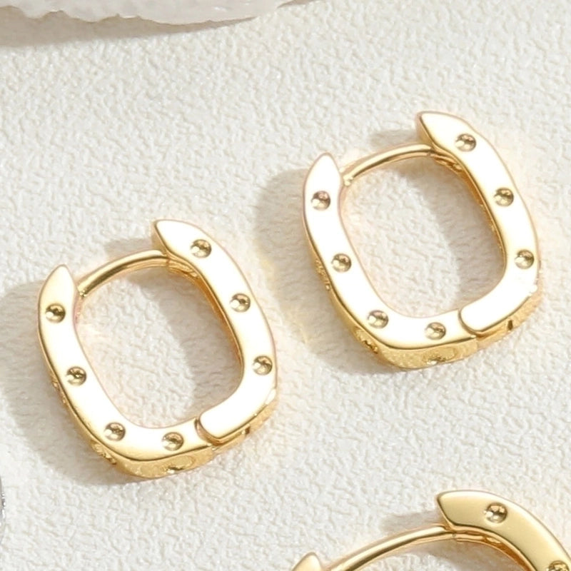 1 Pair Cute Minimalist Commute Square Plating Inlay Copper Zircon 14k Gold Plated White Gold Plated Hoop Earrings