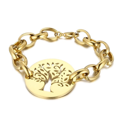 Fashion Tree Titanium Steel Plating Hollow Out Bracelets Necklace