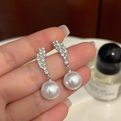 1 Pair Fashion Leaf Flower Bow Knot Imitation Pearl Alloy Rhinestones Earrings