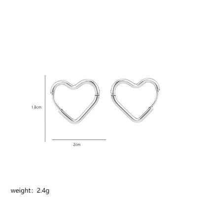 1 Pair Commute Pentagram Heart Shape Polishing Plating Stainless Steel 18K Gold Plated Earrings