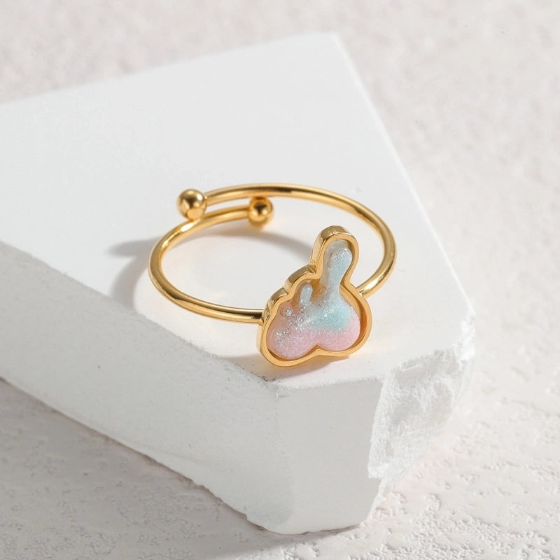 Cute Butterfly 304 Stainless Steel 18K Gold Plated Open Rings