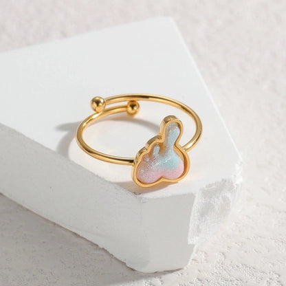 Cute Butterfly 304 Stainless Steel 18K Gold Plated Open Rings