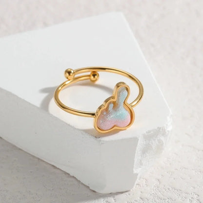 Cute Butterfly 304 Stainless Steel 18K Gold Plated Open Rings