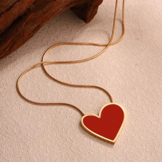 Minimalist Streetwear Heart Shape 304 Stainless Steel Acrylic 18K Gold Plated Inlay Necklace