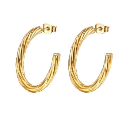 1 Pair Fashion Solid Color Plating 201 Stainless Steel 18K Gold Plated Earrings