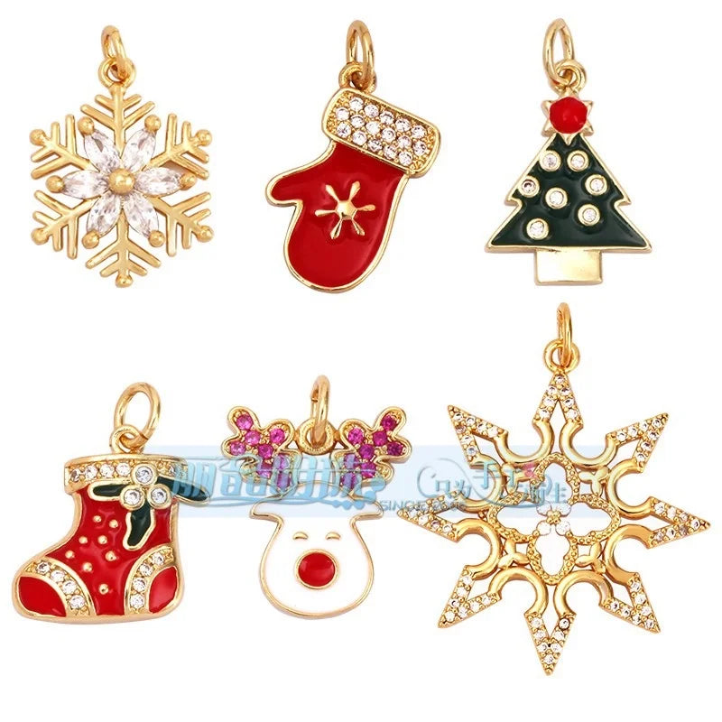 1 Piece Copper Geometric Heart Shape Snowflake Pendant Jewelry Accessories