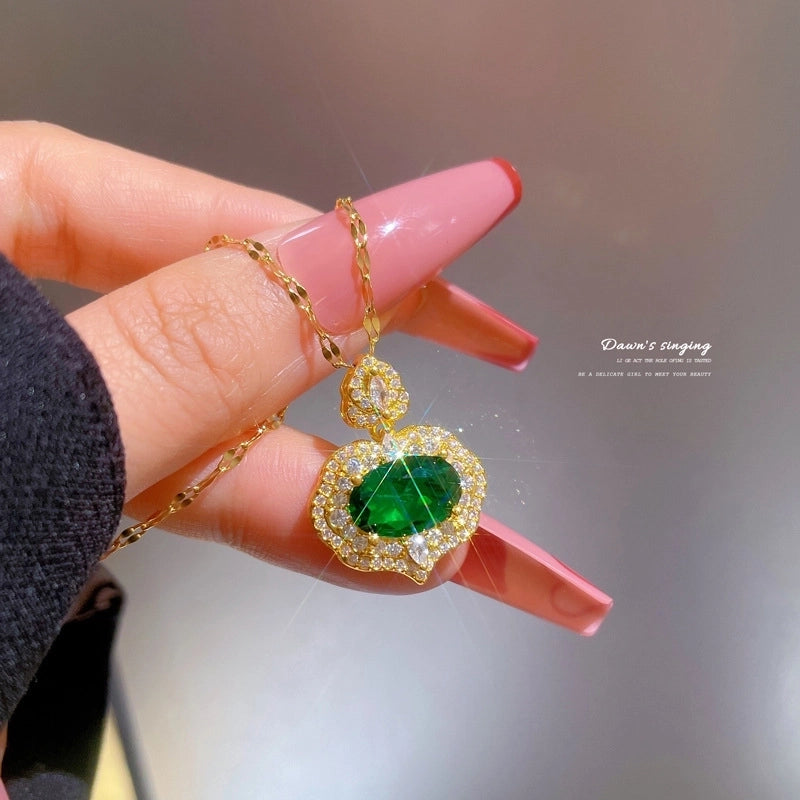 Fashion Geometric Titanium Steel Copper Plating Artificial Diamond Necklace