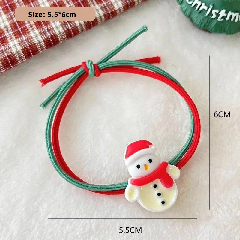 Christmas Cute Women's Christmas Tree Santa Claus Snowman Plastic Hair Tie