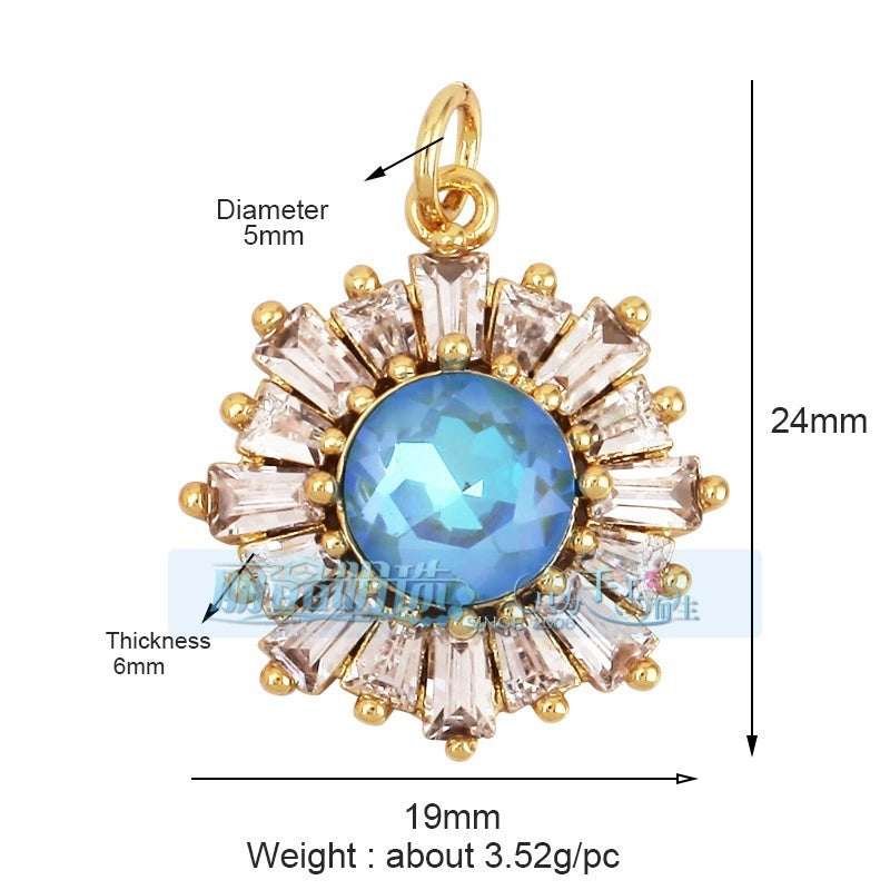 1 Piece Copper Geometric Heart Shape Snowflake Pendant Jewelry Accessories