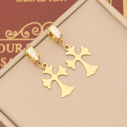 Expressive Cross Stainless Steel Electroplating Earrings