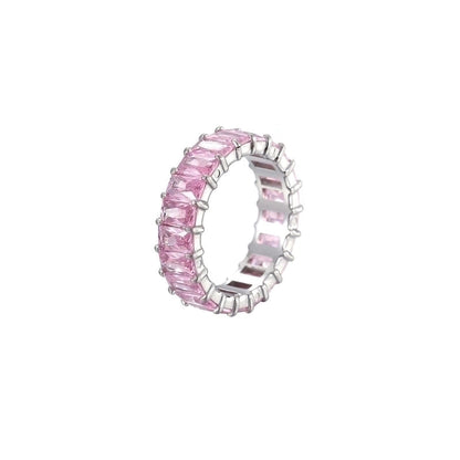 Fashion Round 304 Stainless Steel Zircon White Gold Plated Gold Plated Plating Rings