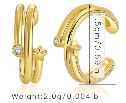 Retro Minimalist C Shape Copper Plating Inlay Zircon Ear Cuffs 1 Pair