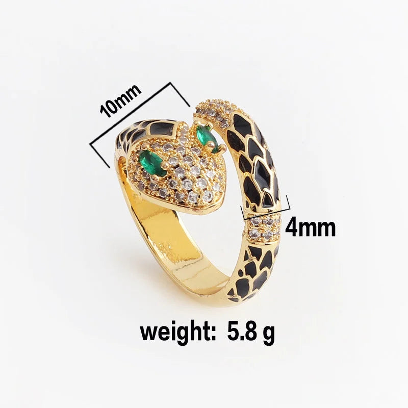 Women Diamond Metal Animal Snake Shape Copper Rings