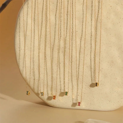 Minimalist Classic Style Commute Geometric Copper Inlay 14K Gold Plated Zircon Pendant Necklace