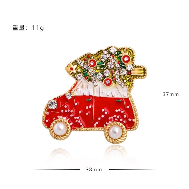 2 Pieces Ethnic Style Pin Christmas Tree Letter Wreath Imitation Pearl Alloy Rhinestone Enamel Unisex Brooches