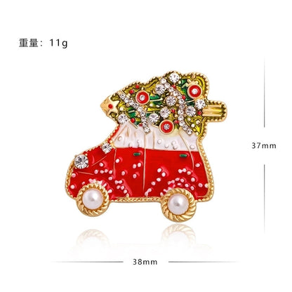 2 Pieces Ethnic Style Pin Christmas Tree Letter Wreath Imitation Pearl Alloy Rhinestone Enamel Unisex Brooches