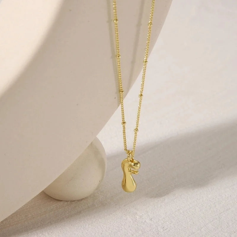Copper 14K Gold Plated Letter Pendant Necklace