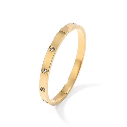 Casual Minimalist Streetwear Geometric 304 Stainless Steel Zircon Bangle In Bulk
