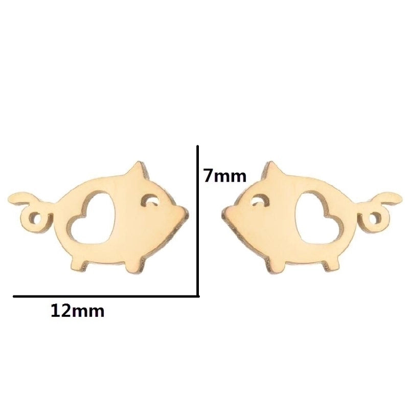 1 Pair Minimalist Animal 304 Stainless Steel 18K Gold Plated Ear Studs