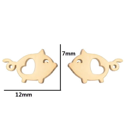 1 Pair Minimalist Animal 304 Stainless Steel 18K Gold Plated Ear Studs
