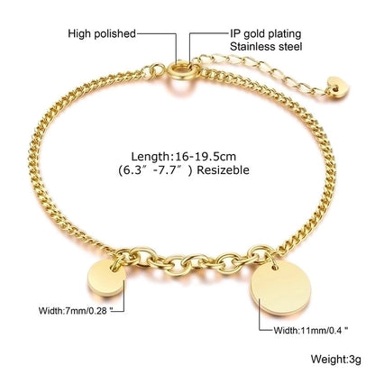 Minimalist Round 304 Stainless Steel 18K Gold Plated Rhinestones Bracelets In Bulk