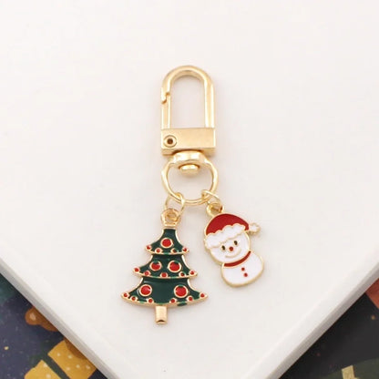 Cartoon Christmas Series Metal Keychain Hanging Christmas Tree Candy Snowman Pendant Small Gifts