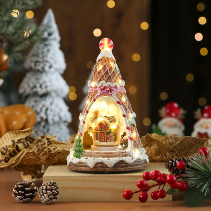 Multiple Christmas Rotating Resin Glowing Music Box Ornaments Rotating Small Train Christmas Gift