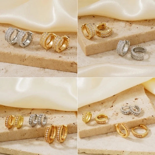 1 Pair Hip-Hop Minimalist Circle Plating Inlay Copper Zircon K Gold Plated Earrings