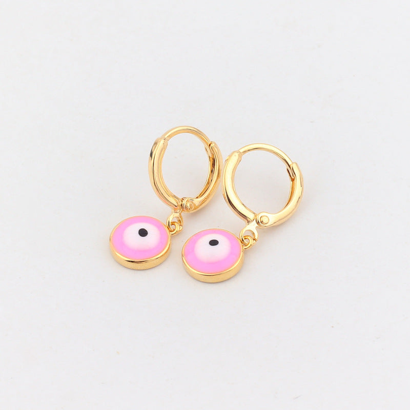 Japanese / Korean IG Style Women Minimalist Natural Metal Mixed Color Eye Droplet Resin Oil Dripping Drop Earrings