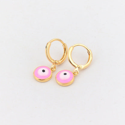 Japanese / Korean IG Style Women Minimalist Natural Metal Mixed Color Eye Droplet Resin Oil Dripping Drop Earrings