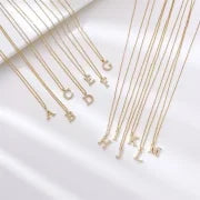 Minimalist Letter 304 Stainless Steel Zircon 16K Gold Plated White Gold Plated Plating Inlay Pendant Necklace