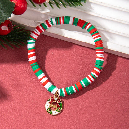 Christmas Bracelet Soft Clay Christmas Ornament Santa Claus Pendant Bracelet Snowflake Reindeer Bracelet