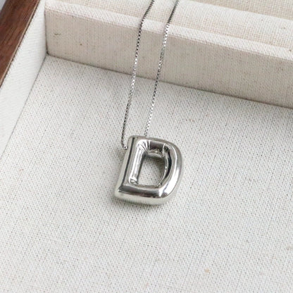 Minimalist Classic Style Letter Copper Silver Plated Pendant Necklace In Bulk