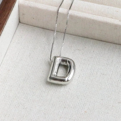 Minimalist Classic Style Letter Copper Silver Plated Pendant Necklace In Bulk