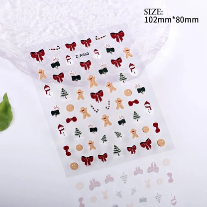 Popular Style Nail Art 5D Embossed Christmas Sticker Nail Art Sticker Christmas Gift Santa Claus Hat In Stock