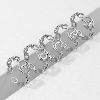 Minimalist Letter Text Number Stainless Steel Electroplating Rings