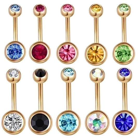 Fashion Flower Stainless Steel Diamond Belly Ring 1 Piece