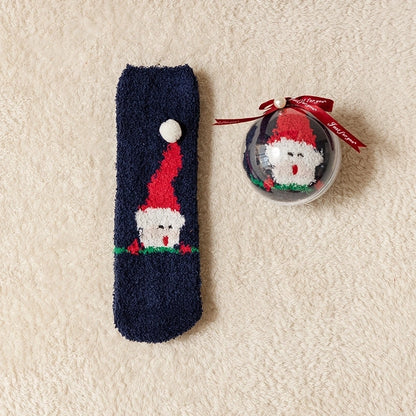 Women's Minimalist Christmas Tree Santa Claus Snowman Cotton Jacquard Crew Socks
