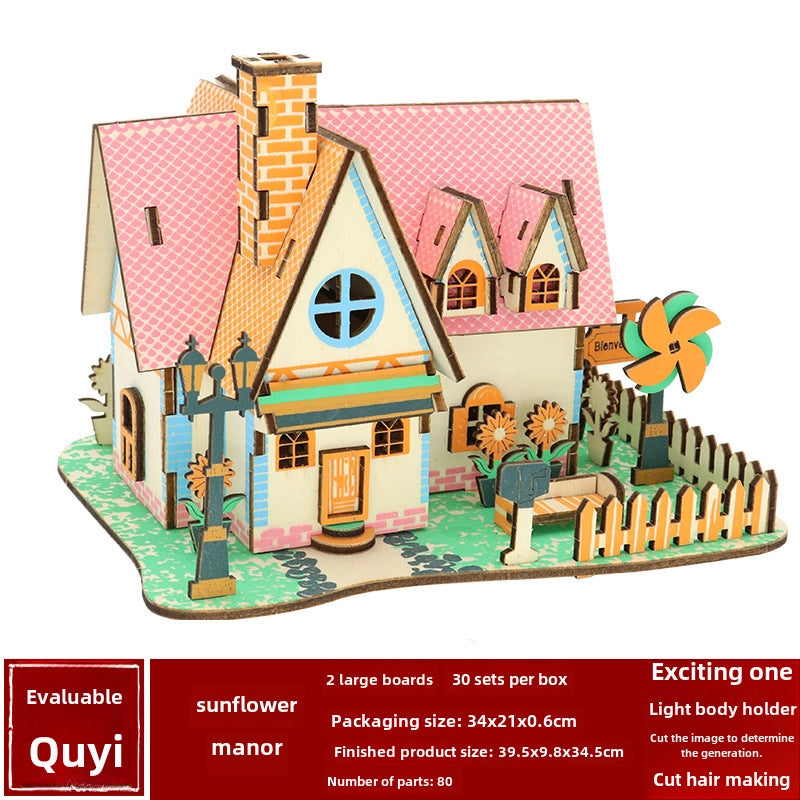 Stall Supply Children's Wooden 3D Puzzle Adult Puzzle Christmas Building Handmade Educational Model Toy