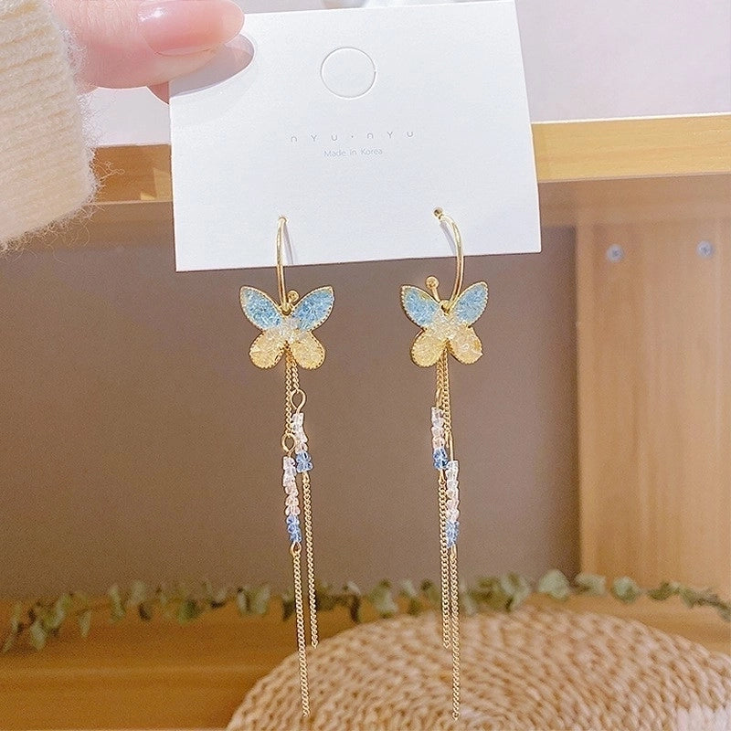 Fashion Flower Butterfly Bow Knot Copper Inlay Artificial Pearls Zircon Drop Earrings 1 Pair